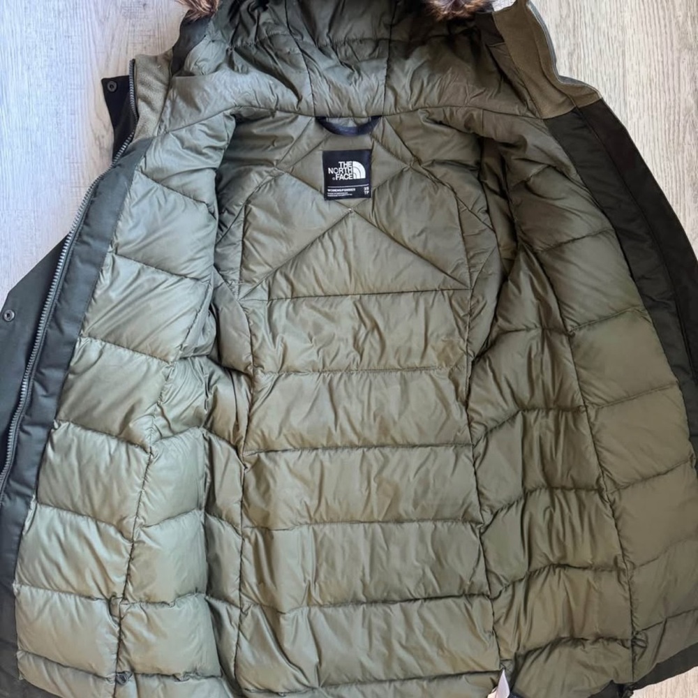 The North Face Olive Green Parka with Faux Fur Hood - Picture 9 of 11